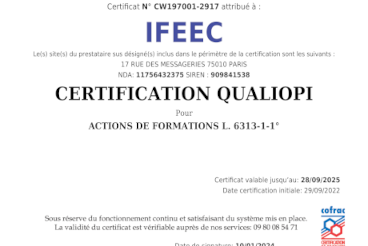 Illustration : Certificat Qualiopi IFEEC